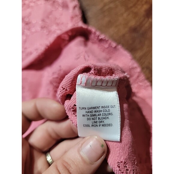 Covington Womens Rose Pink Short Sleeve Floral Embroidered Blouse Size Large - Picture 4 of 9